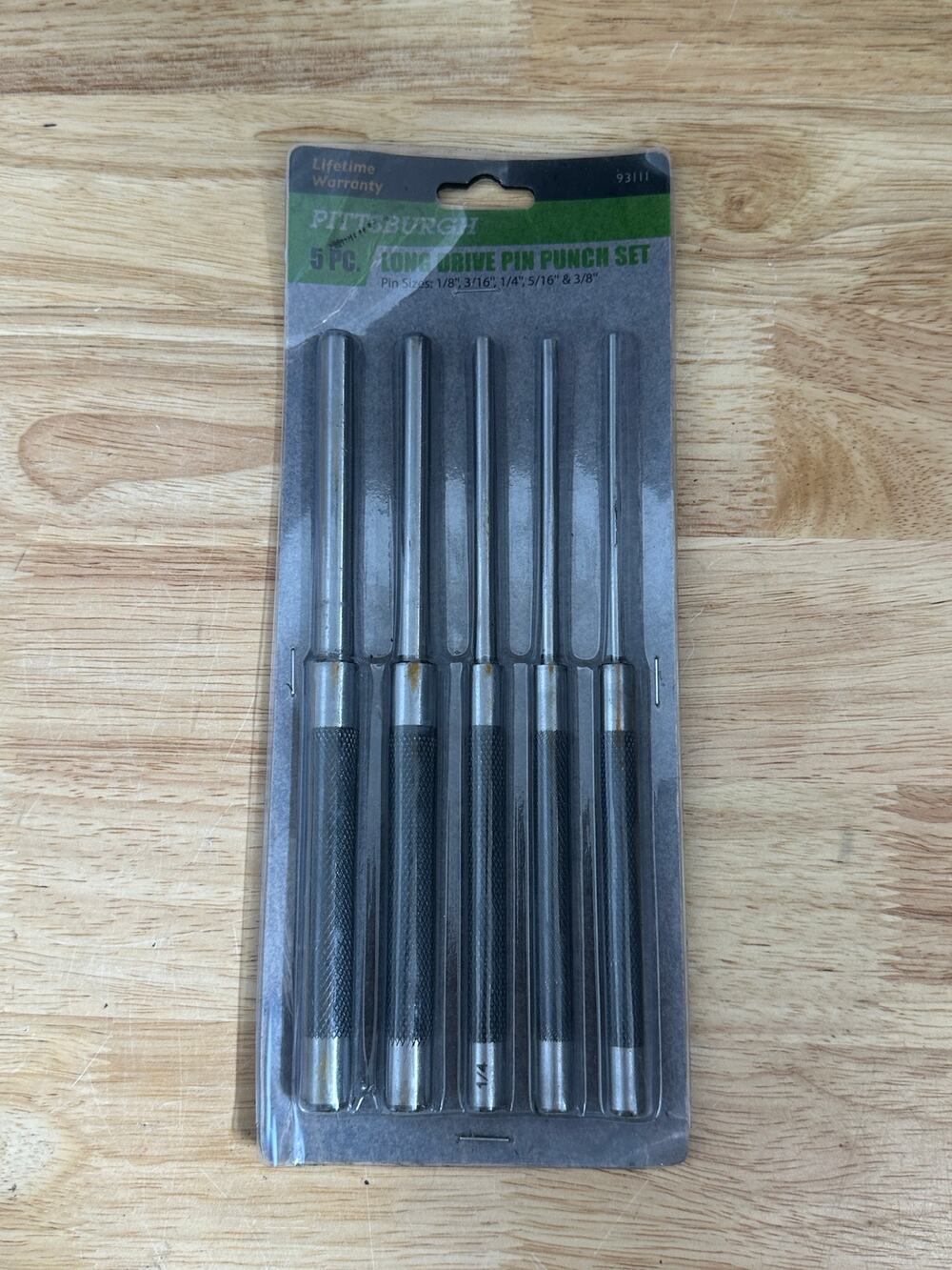 New Long Drive Pin Punch Set 5 Piece Carbon Steel Black Oxide Tool. Pittsburgh